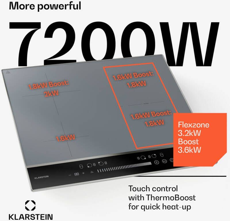 Klarstein DualTone Hybrid inductiekookplaat Flexzone zilver