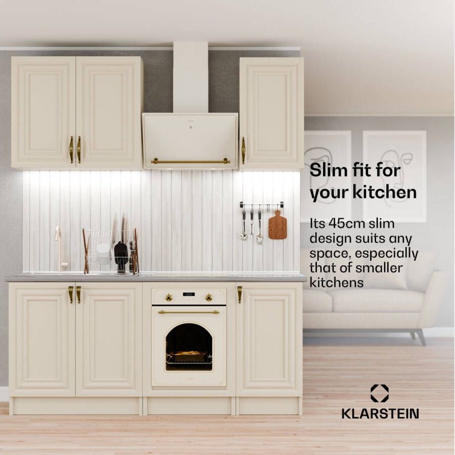 Klarstein Elizabeth Slim Inbouwoven – 45 cm 49 L 9 functies stoomreiniging digitale timer zwart glas energieklasse A inbouwoven