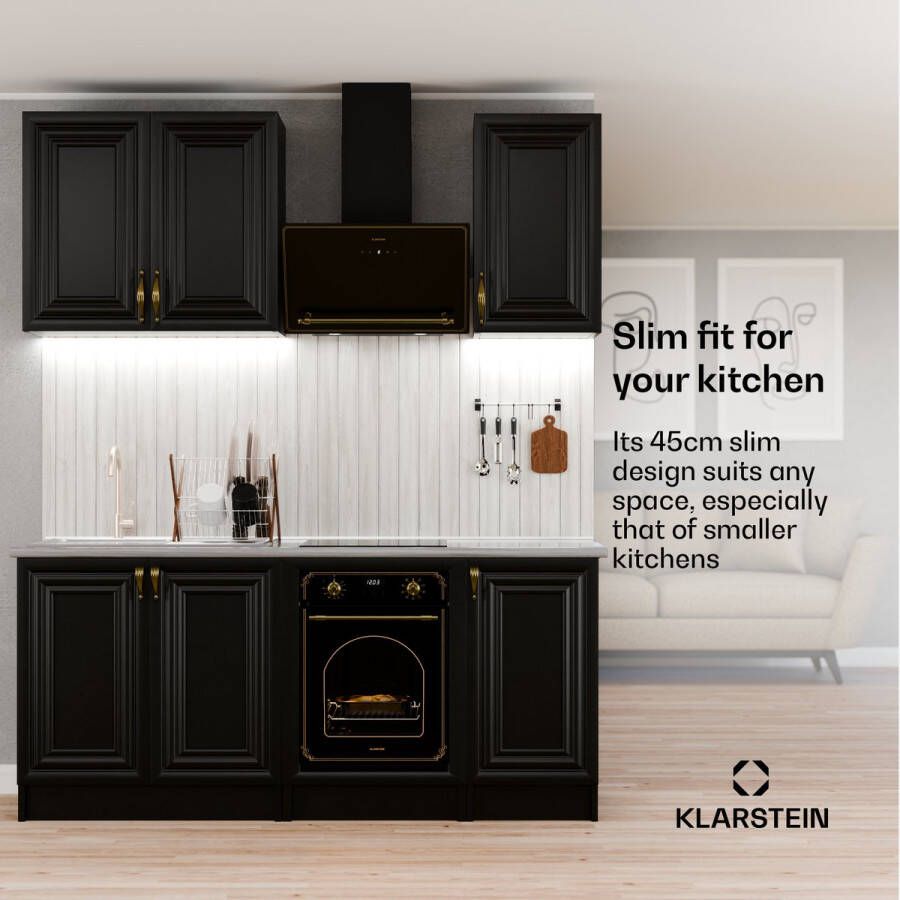 Klarstein Elizabeth Slim Inbouwoven – 45 cm 49 L 9 functies stoomreiniging digitale timer zwart glas energieklasse A inbouwoven