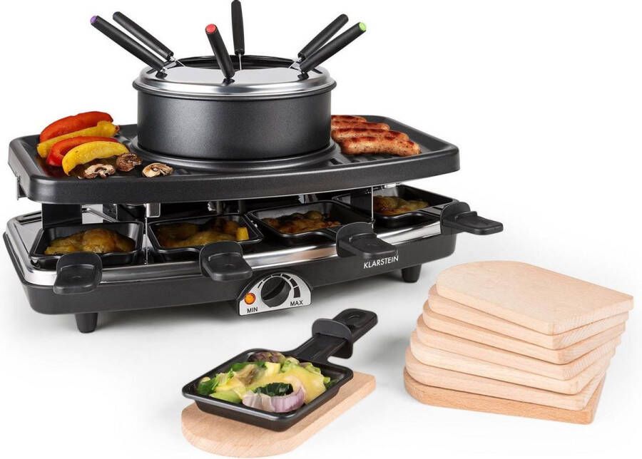 Klarstein Entrecote 2-in-1 raclette-grill & fondue natuursteen 1100W 8 personen onderzetters - Foto 3