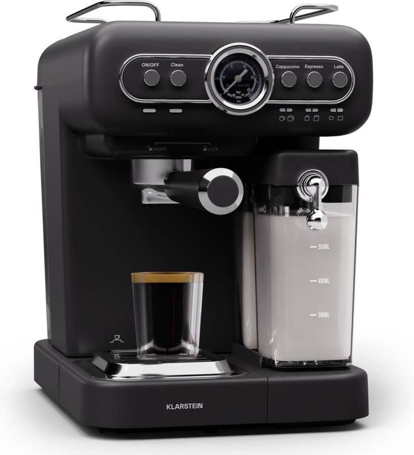 Klarstein Espressionata Evo Espressomachine 1350 W 19 Bar 1 2 Liter 2 Kopjes Zwart