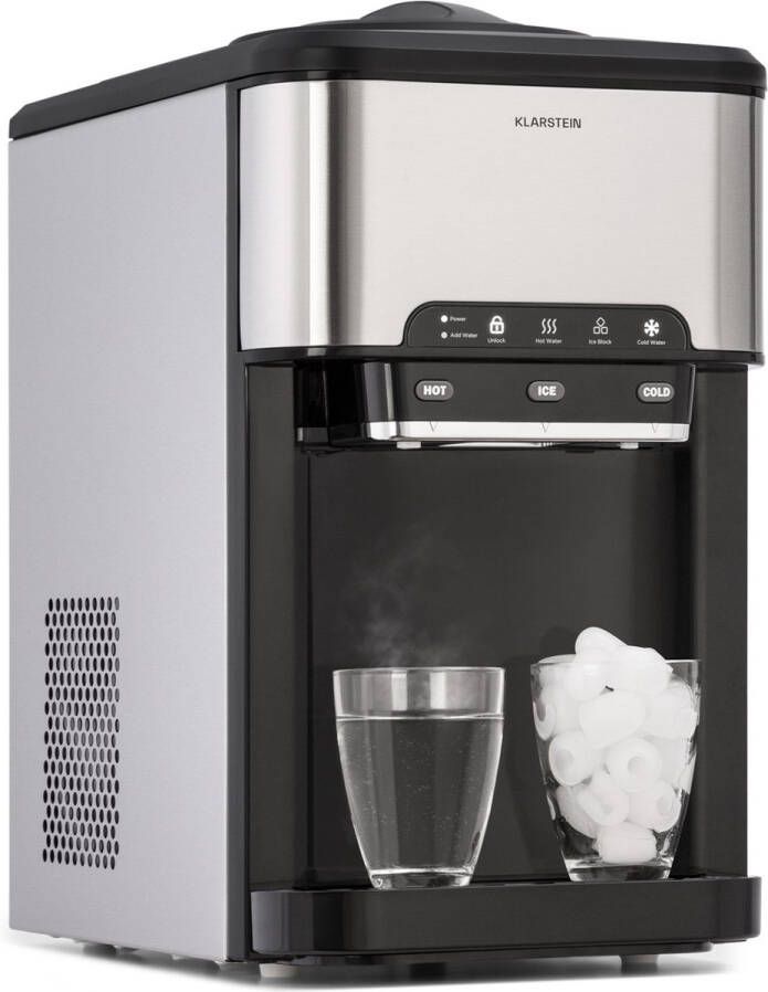 Klarstein Fast Mini Ijsblokjesmachine Voor thuis kamperen catering Zelfreinigend 3 liter 20 kg 24 uur Zilver