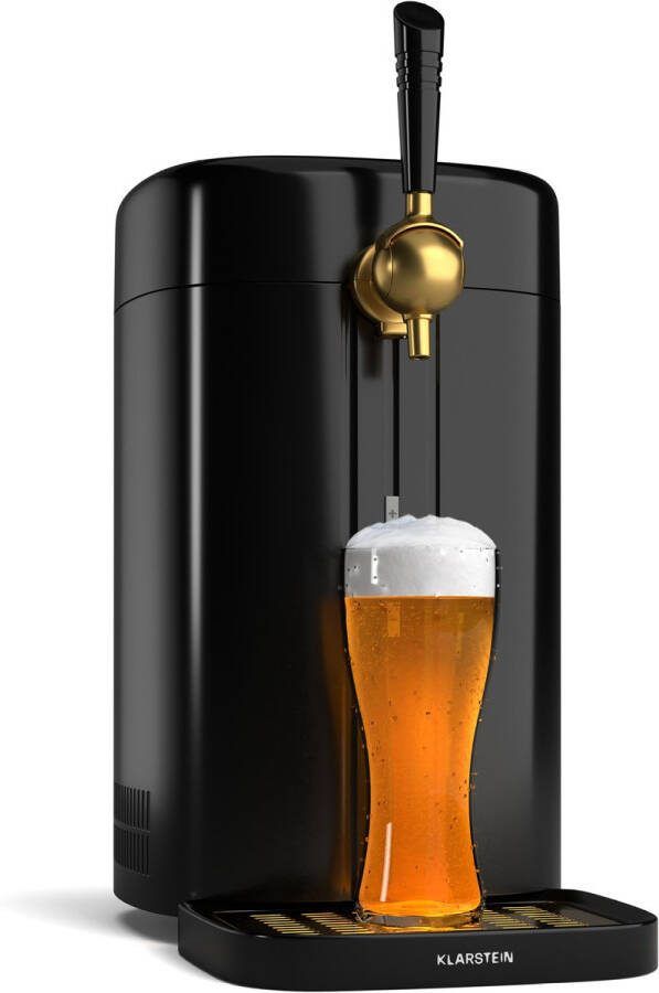 Klarstein FrostBrew Biertap 5L Biertap met CO₂-druksysteem thermo-elektrisch koelsysteem temperatuurregeling 3-12 °C LED-display verwijderbare lekbak zwart goud