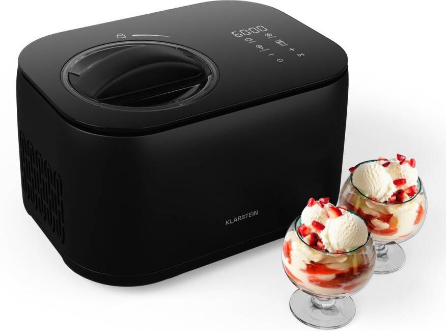 Klarstein FrostFusion IJsmachine met Compressor – 1L Capaciteit Yoghurtfunctie LED-Touchpaneel Keep-Cool-Functie Geen Voorvriezen Makkelijk te Reinigen RVS 100 W