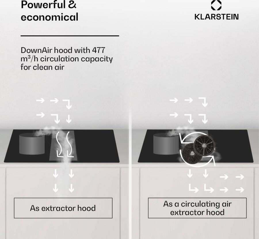 Klarstein Full House 77 Inductiekookplaat Down Air Systeem 77 cm Zwart - Foto 3