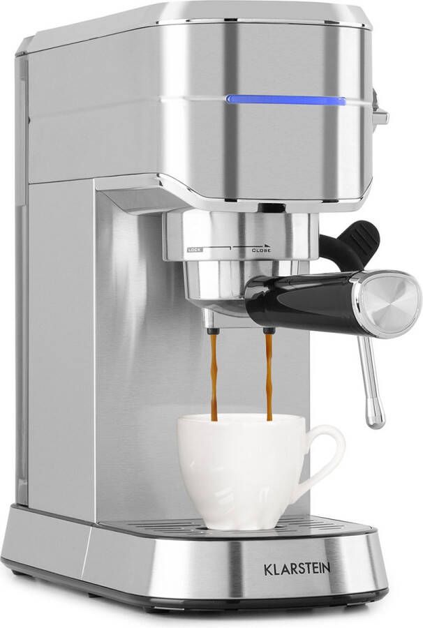 Klarstein Futura Espressomaker Pompdruk 20 bar 1450W Watertank 1 25l Thermo Block Roestvrijstaal Zilver