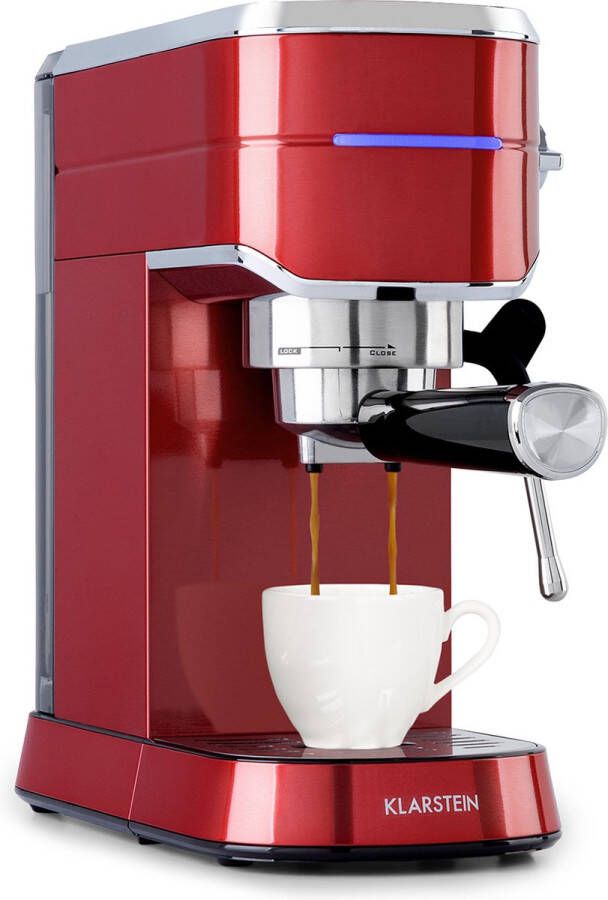 Klarstein Futura Espressomaker Pompdruk 20 bar 1450W Watertank 1 25l Thermo Block Roestvrijstaal Rood