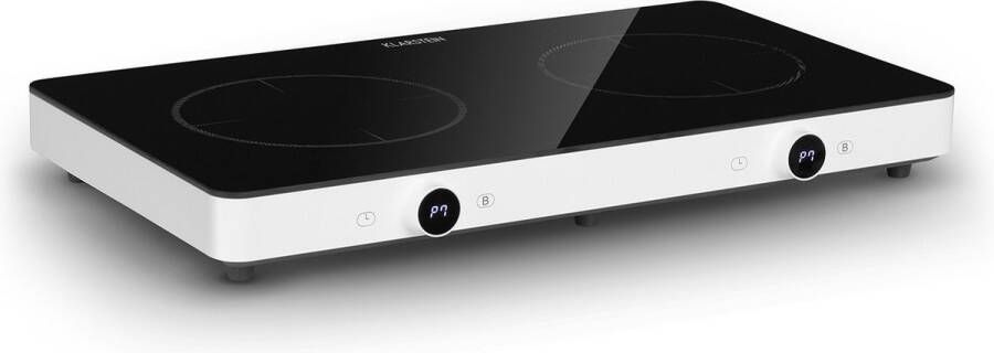 Klarstein Futurechef Dubbele Inductiekookplaat Vrijstand Elektrische Kooplaat 2 Zones 10 Standen 3000 Watt Max. Inclusief Timer Glaskeramiek Elegant En Onderhousvriendelijk Snelle Hitte Panherkenning LED-Weergave Zwart