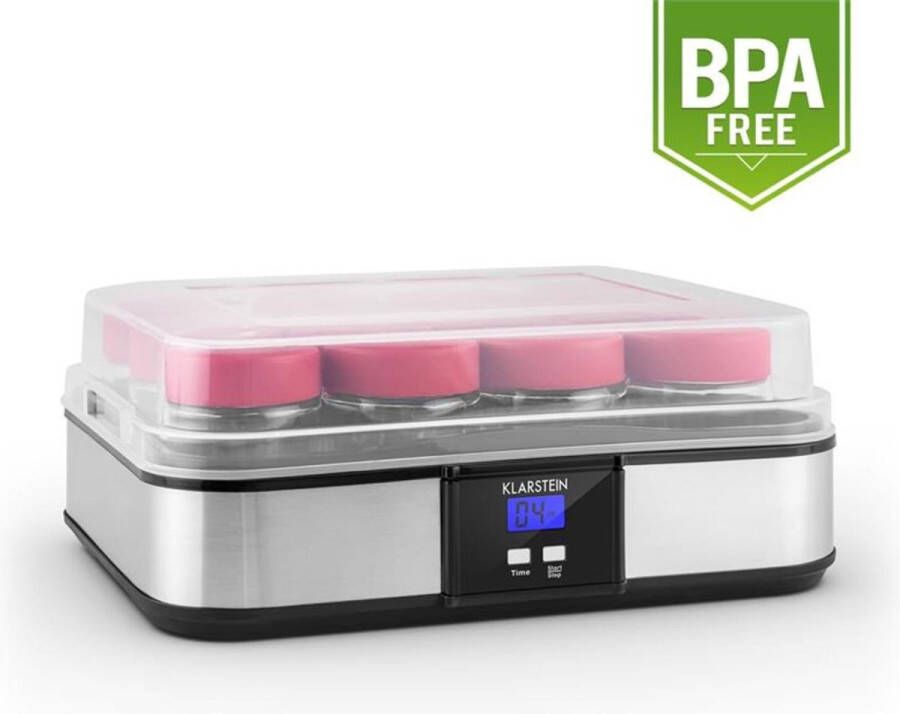 Klarstein Gaia Yoghurtmaker 12 glazen zonder BPA productie tot 2 5 liter yoghurt timer roestvrij staal - Foto 2