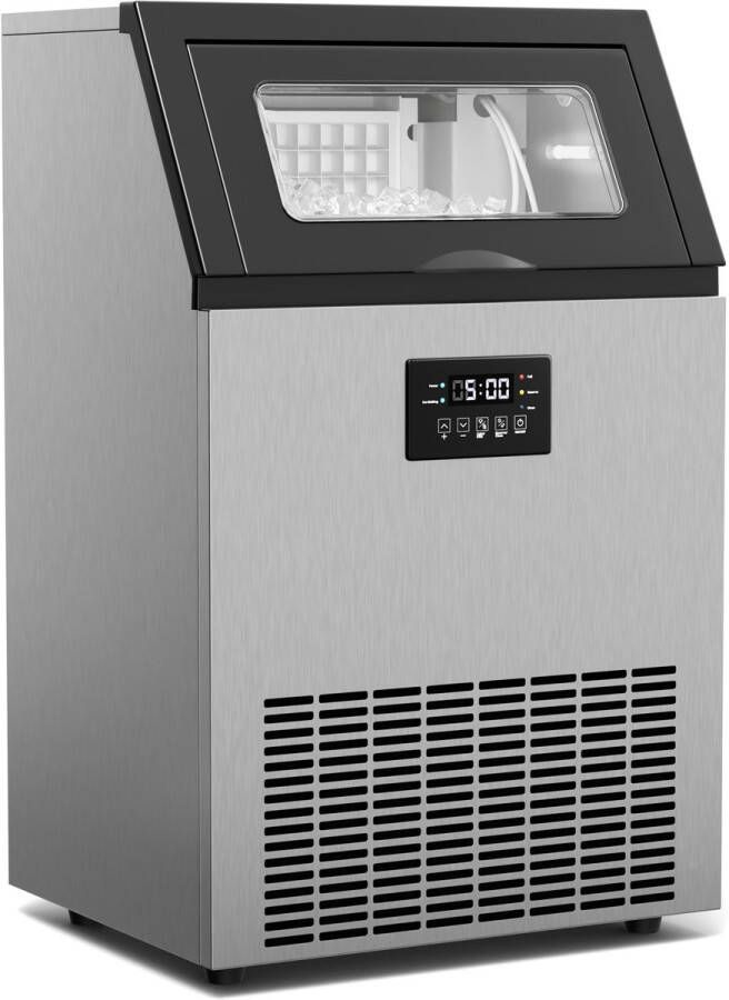 Klarstein Glacial IJsblokjesmachine – 55 kg 24 u 15 kg reservoir LED-display zelfreinigend roestvrij staal professioneel gebruik 55 ijsblokjes per 8–18 min kijkvenster timer robuust design