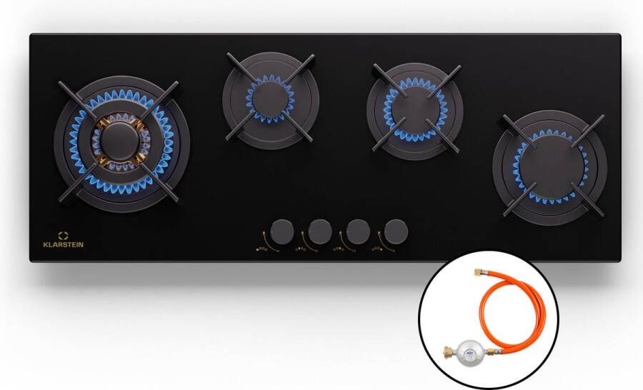 Klarstein Goldflame 4 Slim Gaskookplaat 4-Pits RVS Zwart