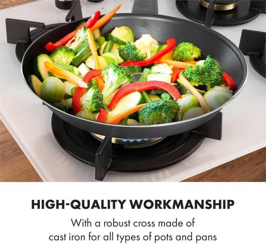 Klarstein Goldflame Domino Gaskookplaat 8000 W 4 Pitten Messing Branders Glaskeramisch Oppervlak Comfortabele Bediening Met Snap Jet-Ignition Eenvoudige Reiniging Energiebesparend Alles Inclusief Veilig En Praktisch Wit - Foto 2