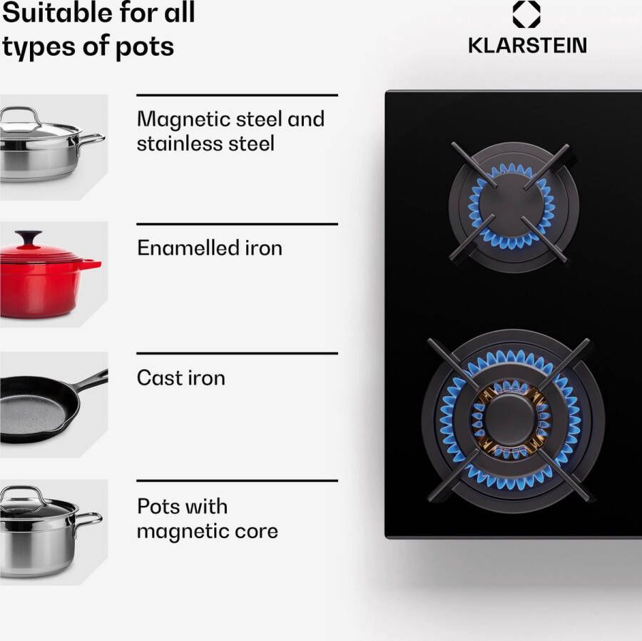 Klarstein Goldflame 6 Gaskookplaat 6-pits Side Control Zwart