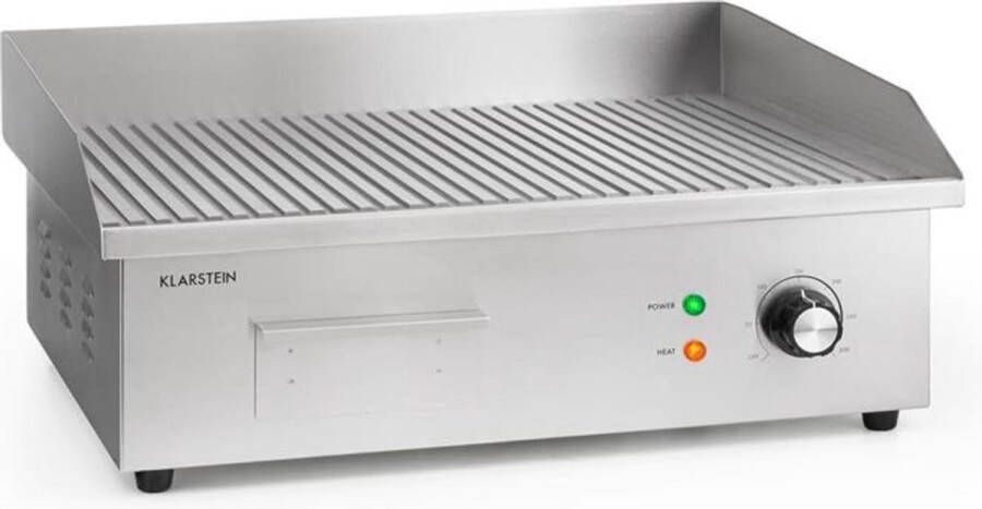 Klarstein Grillmeile 3000R Pro Elektrische bbq 3000W 54 5x35 cm Geribbeld Zilver