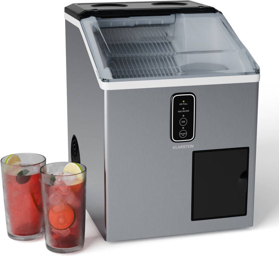 Klarstein IJsblokjesmachine – Roestvrij staal 15 kg 24 u bolletjes & schaafijs 1 8 L watertank LCD-display compact ijsmaker voor feestjes evenementen