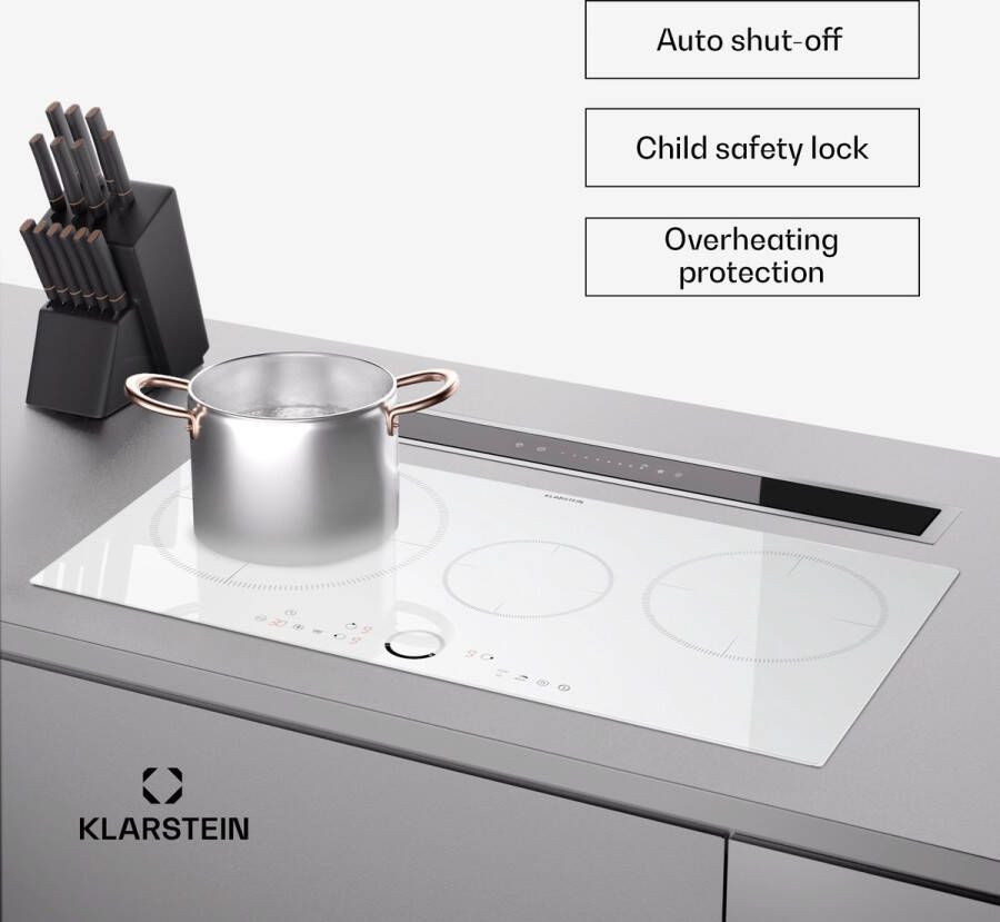 Klarstein Inductiekookplaat inductie kookplaat 3 velden inbouw inductie kookplaat met 3 kookvelden 7000 watt inductiekookplaat met touch bediening & timer efficiënt elektrisch inductiefornuis Inbouw Kookplaat 6000W 40 cm voor Keuken