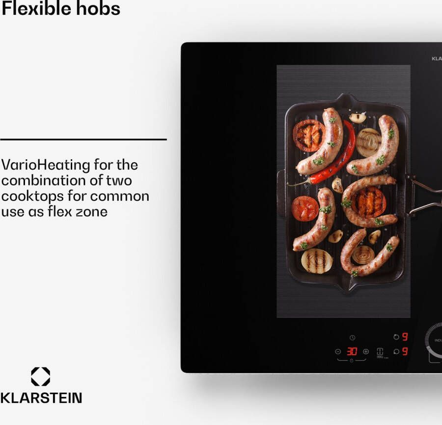 Klarstein Inductiekookplaat 4 Platen Inbouw Inductiekookplaat Met 4 Kookplaten 7000 Watt Inductiekookplaat Met Tiptoetsbediening & Timer Efficiënte Elektrische Inductiekookplaat Zwart - Foto 2