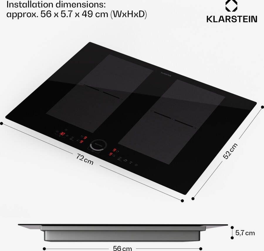 Klarstein Inductiekookplaat Glaskeramische Kookplaat 7000W Inductiekookplaat Met 4 Platen Inbouw Inductiekookplaat Met Tiptoetsbediening En Timer Moderne Kookplaten Met Oververhittingsbeveiliging Zwart