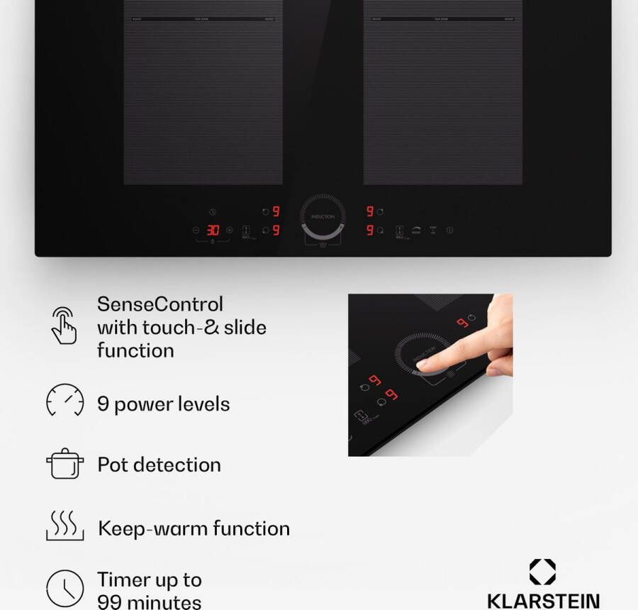 Klarstein Inductiekookplaat Glaskeramische Kookplaat 7000W Inductiekookplaat Met 4 Platen Inbouw Inductiekookplaat Met Tiptoetsbediening En Timer Moderne Kookplaten Met Oververhittingsbeveiliging Zwart - Foto 2