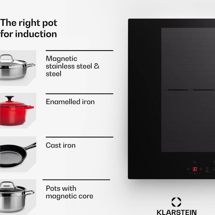 Klarstein Inductiekookplaat Glaskeramische Kookplaat 7000W Inductiekookplaat Met 4 Platen Inbouw Inductiekookplaat Met Tiptoetsbediening En Timer Moderne Kookplaten Met Oververhittingsbeveiliging Zwart