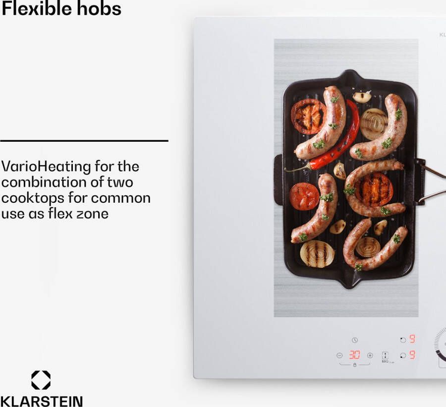 Klarstein Inductiekookplaat Glaskeramische Kookplaat 7000W Inductiekookplaat Met 4 Platen Ingebouwde Inductiekookplaat Met Aanraakbediening En Timer Moderne Kookplaten Met Oververhittingsbeveiliging Wit