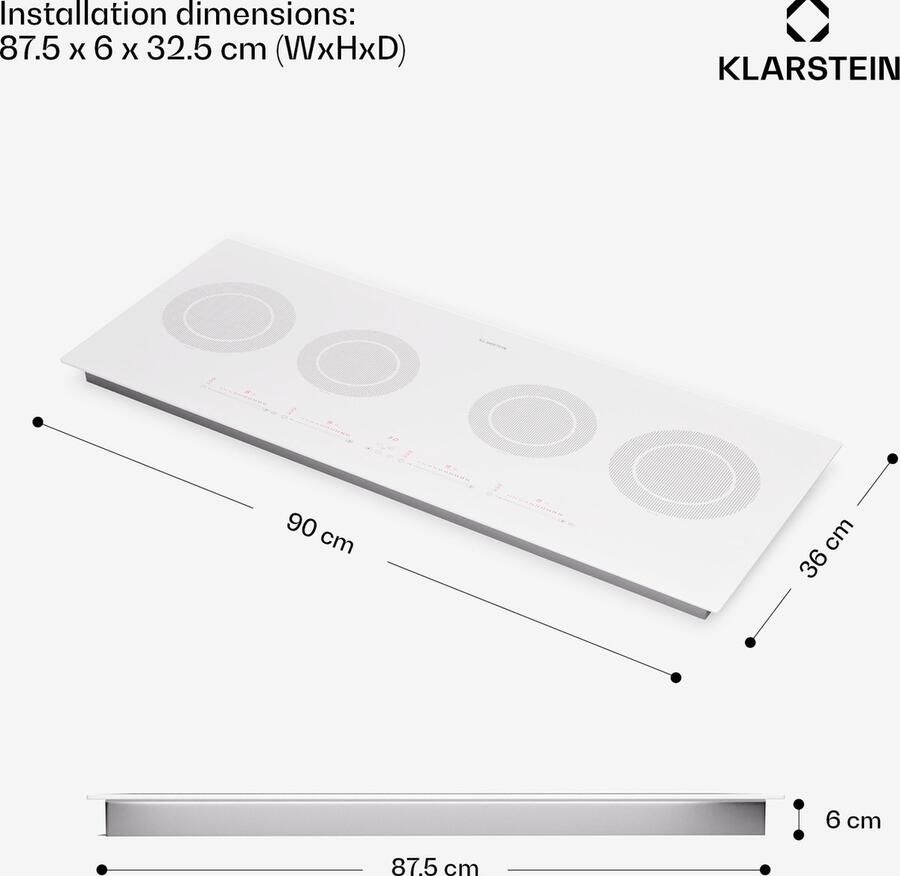 Klarstein Induktionskochfeld 5 Platten 90cm Glaskeramik Induktionskochfeld met 5 Kochfelder 11600W Induktionskochfeld Herd met Touch Control & Überhitzungsschutz Effizientes Glaskeramikkochfeld – geschikt voor thuisfitness en sportschoolgebruik