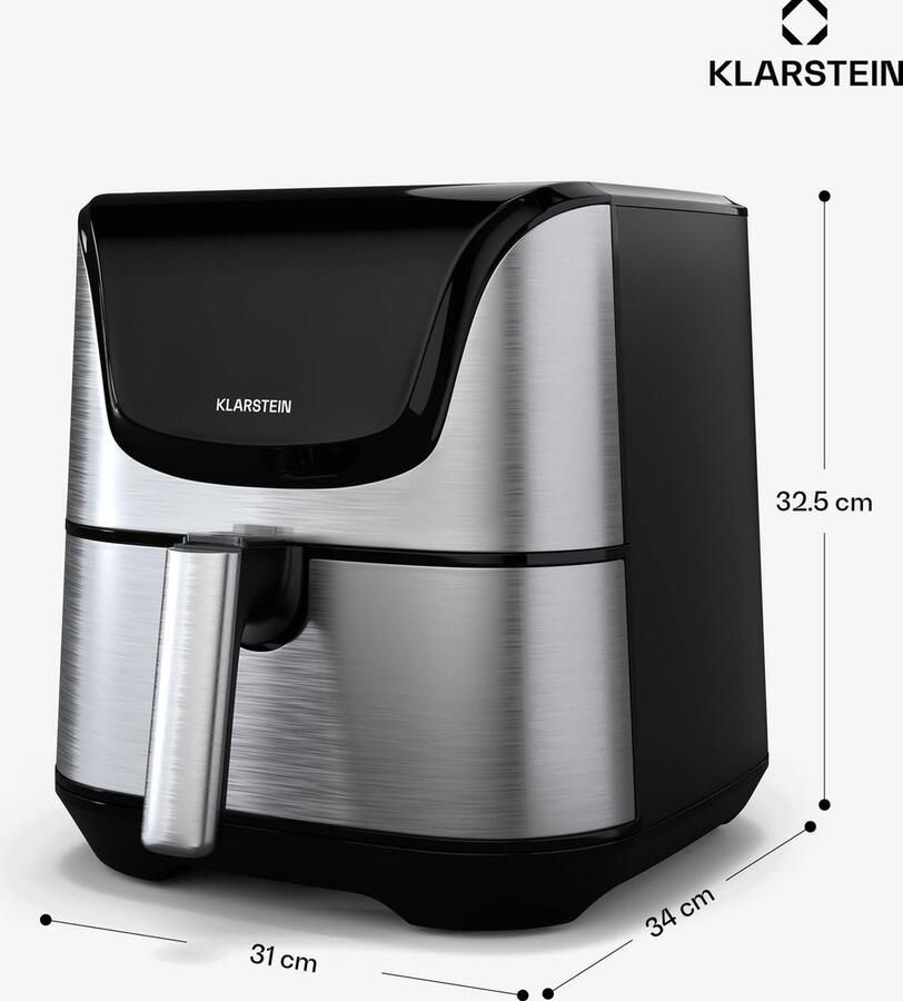 Klarstein AeroVital Deluxe Heteluchtfriteuse – 5 4L airfryer 1700W Touch-display 8 programma's Antiaanbaklaag Cooltouch-behuizing Timer & temperatuurregeling Roestvrij staal