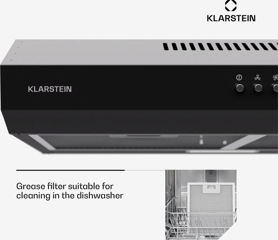 Klarstein afzuigkap 60 cm afzuigkap met afvoersysteem en vaatwasserbestendig filter van aluminium rustige afzuigkap voor afvoersysteem 200 m³ h debiet efficiënte wandkap met leds en touch control