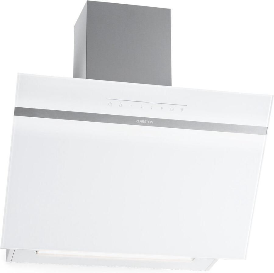 Klarstein Dunstabzugshaube 60cm Umluft Abluft Dunstabzugshaube Schwarz met Spühlmaschinenfestem Filter Dunstabzug Schräg met 514m³ h Luftstrom Abzugshaube 60 cm Wandhauben met Wi Fi & LEDs – geschikt voor thuisfitness en sportschoolgebruik duurz