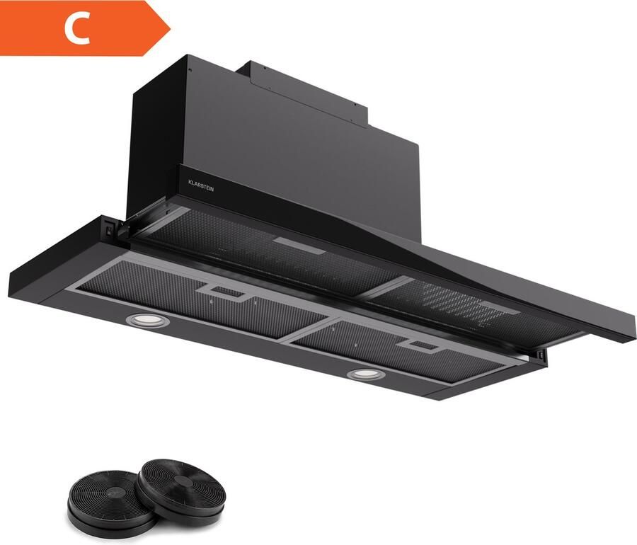 Klarstein afzuigkap 90 cm afzuigkap met afvoersysteem en vaatwasserbestendig filter van aluminium rustige afzuigkap voor afvoersysteem 491 m³ h debiet efficiënte wandkap met leds en touch control