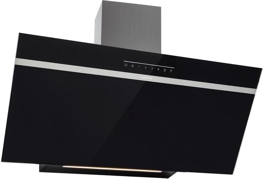 Klarstein Afzuigkap 90 cm Recirculatie Afvoer Afzuigkap Zwart Met Vaatwasserbestendig Filter Schuine Afzuiging Met 514 m³ h Luchtstroom Afzuigkap 90 cm Breed Wandkappen Met Wi-Fi & LED's Wandafzuigkap 515 m³ u voor Keuken Touch Vetfilter - Foto 2