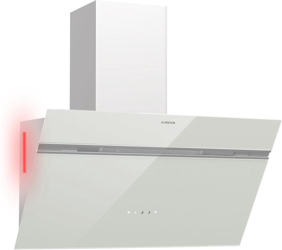 Klarstein Afzuigkap Alina 70cm Afzuigkap 600 m³ h Luchtstroom A-Energie-efficiëntie touchbediening LED-verlichting Stil 68 dB Afvoer & Recirculatie Wit 120 cm voor Keuken Koolstoffilter Energiezuinig Dampkap Wasemkap