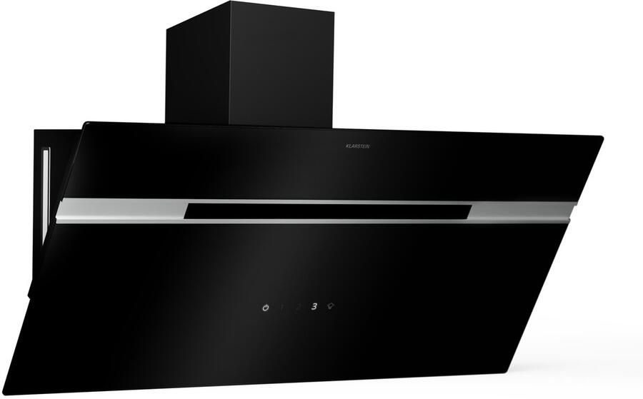 Klarstein Afzuigkap Alina 90 600 m³ u Touchpaneel LED-Achtergrondverlichting Energieklasse A Stil 63 dB Afzuigkap voor Keuken 90 cm Zwart 3 Standen Dampkap Wasemkap Kookplaatafzuiging - Foto 2