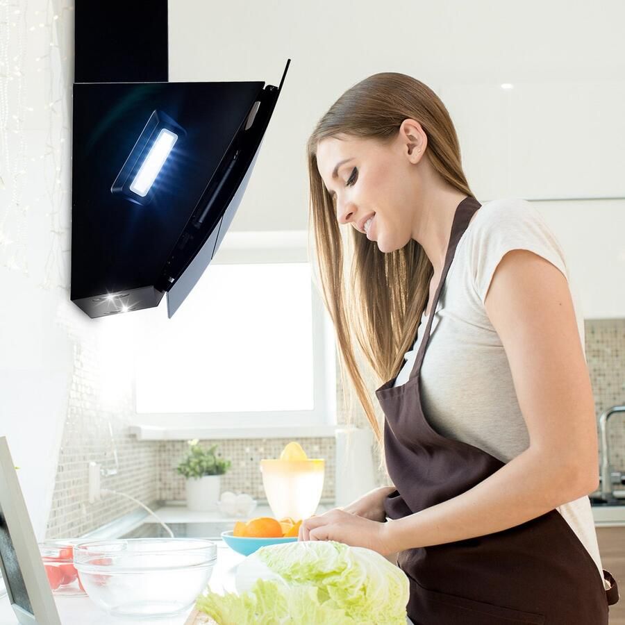 Klarstein Afzuigkap Clara 60 glas 591 M³ H Touch Sfeerlicht Zwart Wandafzuigkap 509 m³ u 43 cm voor Keuken Vetfilter RVS Aluminium Dampkap Wasemkap Kookplaatafzuiging