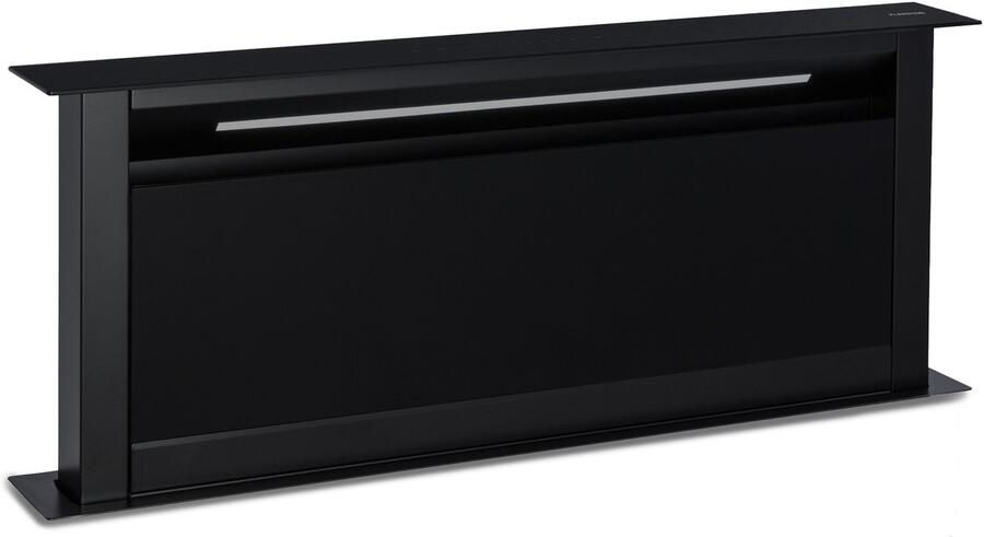 Klarstein Afzuigkap Downdraft 90 cm Uitschuifbare Afvoer Recirculatie Afzuigkap 714 m³ u met Boost-modus 8 modi LED-Verlichting Timer Stil Zonder Afvoerkanaal Zwart 90 cm voor Keuken Inbouw Afzuiging Vetfilter RVS
