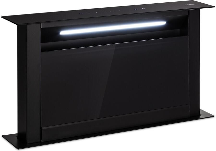 Klarstein Afzuigkap Downdraft 90 cm Uitschuifbare Afvoer Recirculatie Afzuigkap 714 m³ u met Boost-modus 8 modi LED-Verlichting Timer Stil Zonder Afvoerkanaal Zwart 60 cm 576 m³ u voor Keuken Inbouw Afzuiging Vetfilter RVS