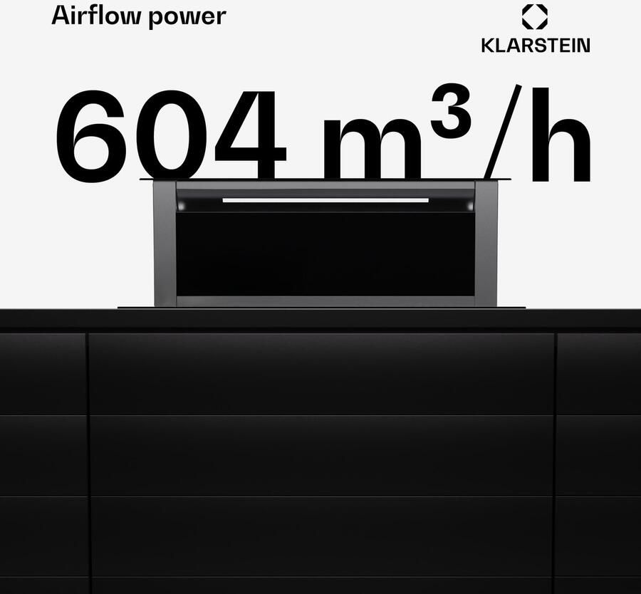 Klarstein Afzuigkap Downdraft Inbouw Uitschuifbare Afzuigkap Stille Afzuigkappen met Filter Afzuigkap 90 cm Recirculatie Afvoer Afzuigkap met 10 Standen Afzuigkap 576 m³ u Luchtstroom Touch Vetfilter RVS Dampkap Wasemkap