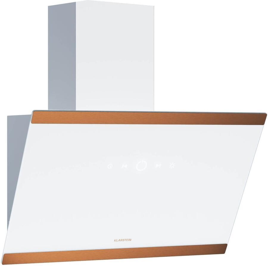 Klarstein Afzuigkap FlashLine 60 cm Afzuigkap Touchscreen 524 m³ u A++ Energieklasse LED-Verlichting Stil 34 5 dB Wit Koper Afvoer & Recirculatie 100W voor Keuken Vetfilter Energiezuinig Dampkap Wasemkap