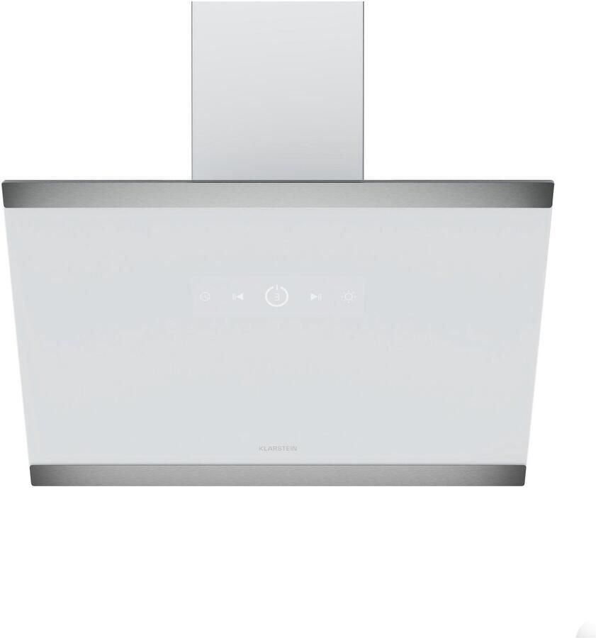 Klarstein Afzuigkap FlashLine – 60 cm Schuine Afzuigkap Touchscreen 524 m³ u Luchtstroom A++ Energieklasse LED-Verlichting 34 5 dB Wit Afvoer- en Recirculatiebedrijf 100W voor Keuken Koolstoffilter Vetfilter Stil Dampkap