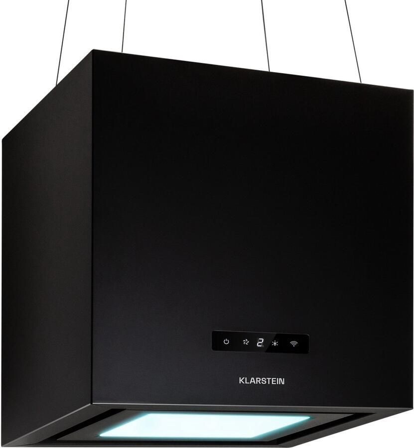Klarstein Afzuigkap Kronleuchter Smart Eilandafzuigkap 595m³ h App-Bediening LED-paneel Black 40 cm 67 dB voor Keuken Recirculatie Koolstoffilter WiFi Dampkap Wasemkap Kookplaatafzuiging