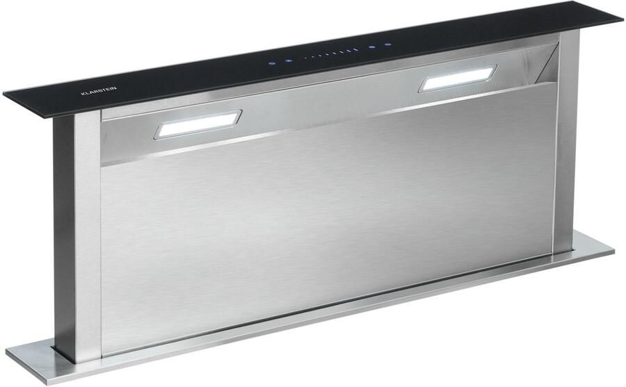 Klarstein Afzuigkap Royal Flush Downdraft 540 m³ u 90 cm Inbouw Afzuigkap Kookfeldafzuigkap voor Keuken Inbouw Afzuiging Vetfilter LED Zwart Dampkap Wasemkap Kookplaatafzuiging