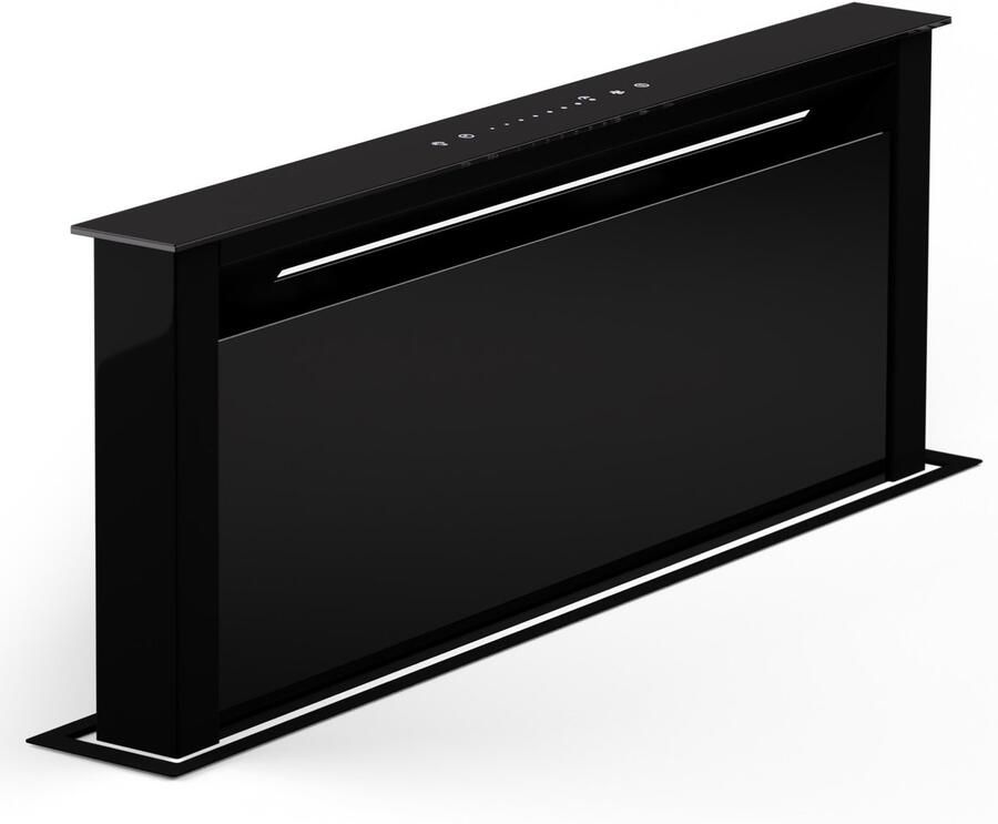 Klarstein Afzuigkap Royal Flush Eco 60 Downdraft 60 cm Uittrekbaar tafel- & werkblad Luchtafvoer vermogen: max. 576 m³ h Energie-efficiëntieklasse A+ LED strip Roestvrij staal 604.1 m³ u voor Keuken Inbouw Afzuiging Touch Vetfilter