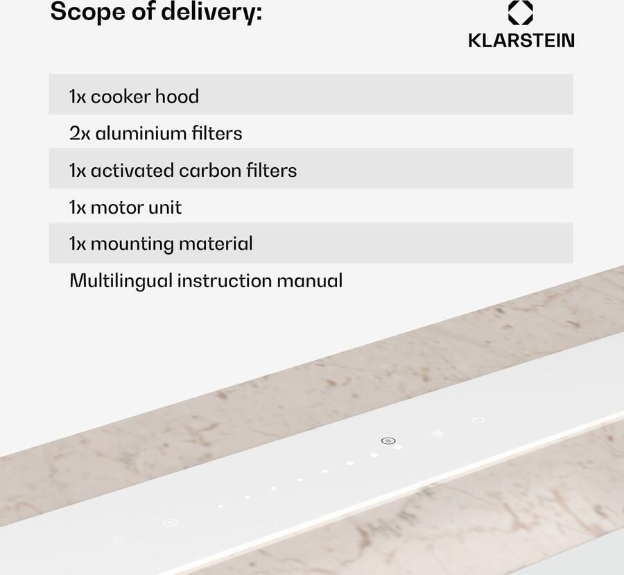 Klarstein Afzuigkap Royal Flush Eco 713 8 m³ h 604 m³ u voor Keuken Inbouw Recirculatie Afzuiging Touch Vetfilter RVS Dampkap Wasemkap Kookplaatafzuiging