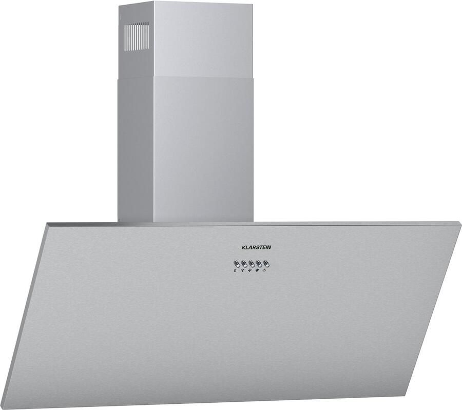 Klarstein Afzuigkap Silver Lining 90 90Cm Breed 568M³ H Roestvrij Staal Zilver Wandafzuigkap 568 m³ u 43 cm voor Keuken Recirculatie Touch Koolstoffilter Vetfilter RVS LED Display Dampkap Wasemkap