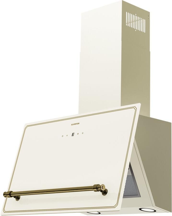 Klarstein Victoria Dunstabzugshaube 60 cm Abzugshaube Küche 400 m³ h Luftstrom A++ Energieeffizienz Touch Bedienfeld LED Dunstabzugshaube Leise 52 dB Creme & Gold – geschikt voor thuisfitness en sportschoolgebruik duurzame constructie eenvoud