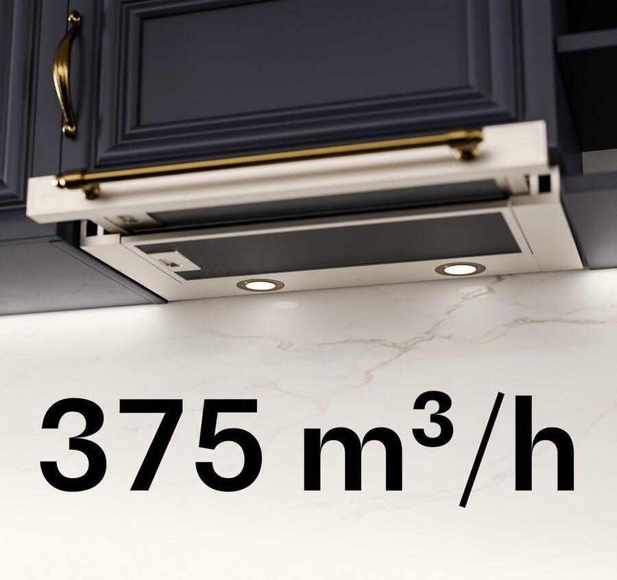 Klarstein Afzuigkap Victoria geïntegreerde 60 cm retro onderbouwkap 358 m³ u luchtstroom energieklasse A+++ ledverlichting DC-motor koolstoffilters tuimelschakelaars afzuigventilator voor de keuken crème 54 m³ u voor Keuken - Foto 7