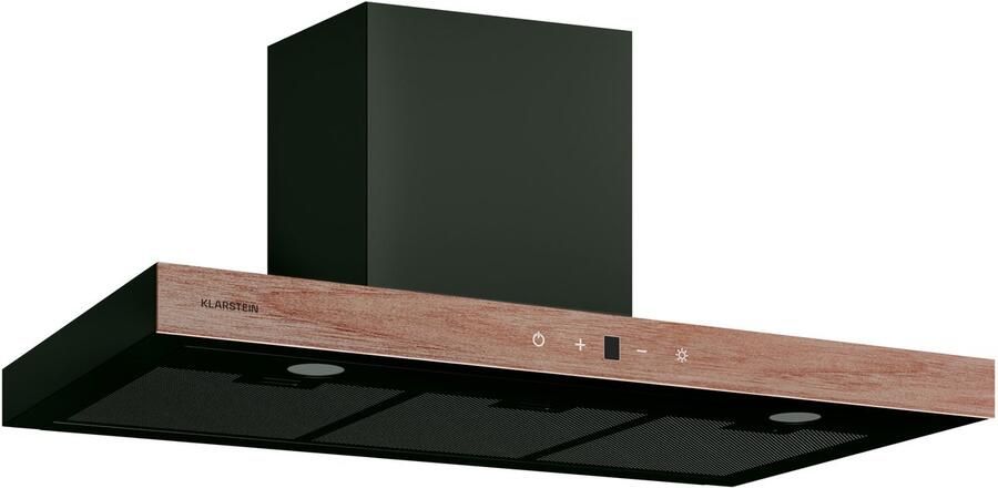 Klarstein ZenFusion T Dunstabzugshaube 90 cm Wandmontage Boost Modus 885 m³ h A++ Energieeffizienz LED 4000 K Touch Bedienung Leise 47 dB Abluft & Umluft Schwarz – geschikt voor thuisfitness en sportschoolgebruik duurzame constructie eenvoud