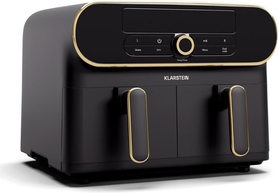 Klarstein Airfryer AuraAir Color Touch Heteluchtfriteuse 2 Compartimenten 10L 1700W 80-200°C 8 Programma's voor Keuken Touch Met BPA-Vrij Heteluchtoven Frituurpan