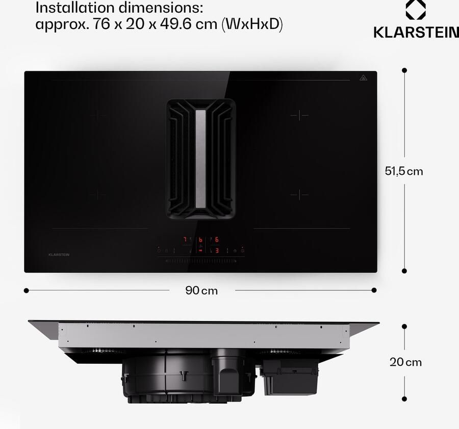 Klarstein Airjet Afzuigkap + Inductiekookplaat 4 Zones 754 M³ H - Foto 2