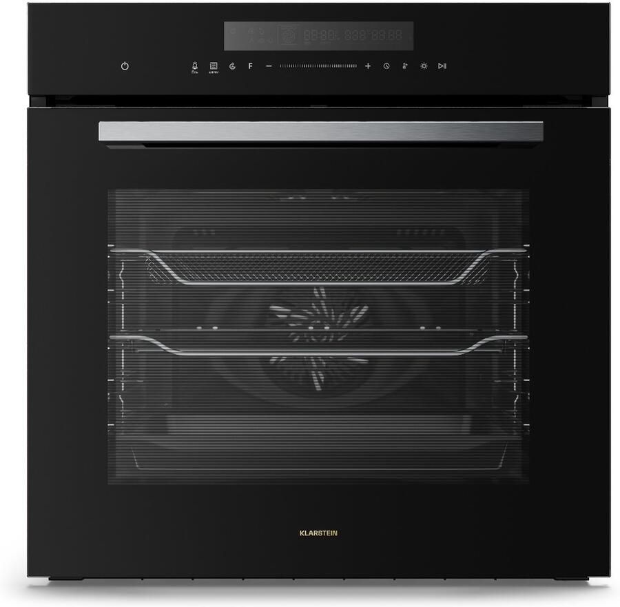 Klarstein Airjet inbouwoven 72 liter elektrische oven met Airfryer-modus 13 kookfuncties touchbediening geëmailleerde binnenkant A++ energieklasse driedubbele beglazing geïntegreerde enkele oven zwart